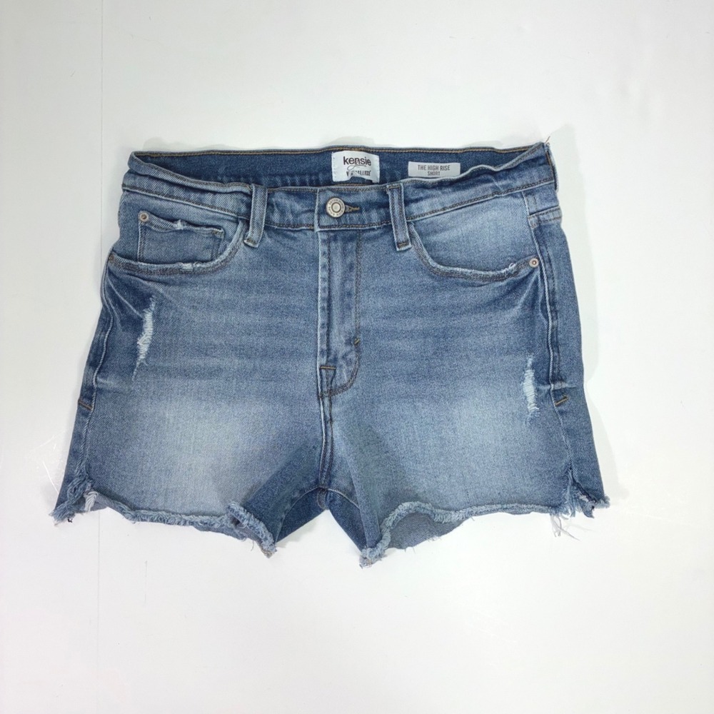Kensie Jeans Vintage Luxe High Rise Distressed Denim Shorts Blue Women 6/28